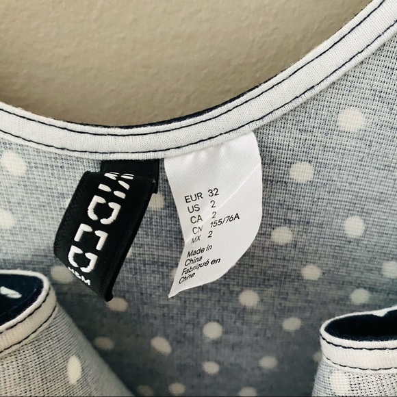 H&M Polkadot Mini Dress Blue Sz 2 - Picture 4 of 8